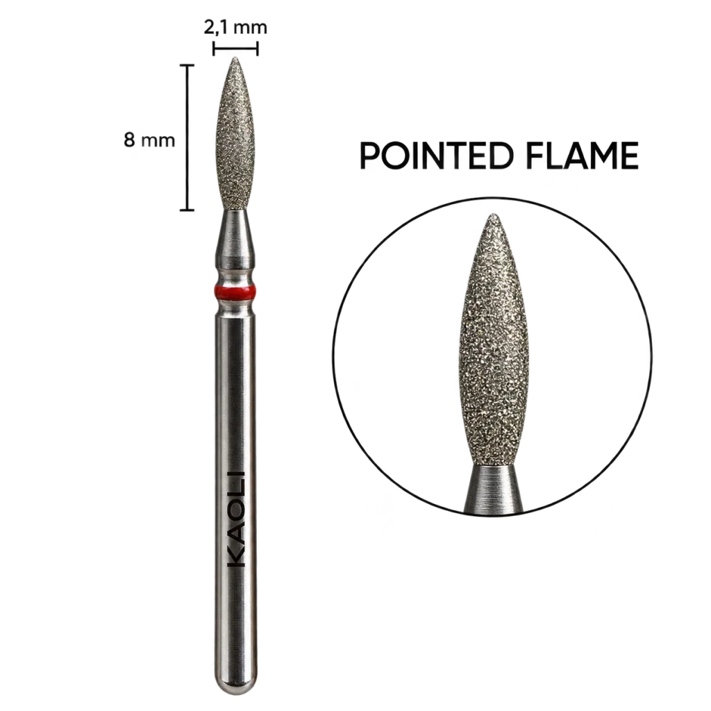 Kaoli - Manicure Diamond Bit Pulsar Flame 2.1 x 8, Red