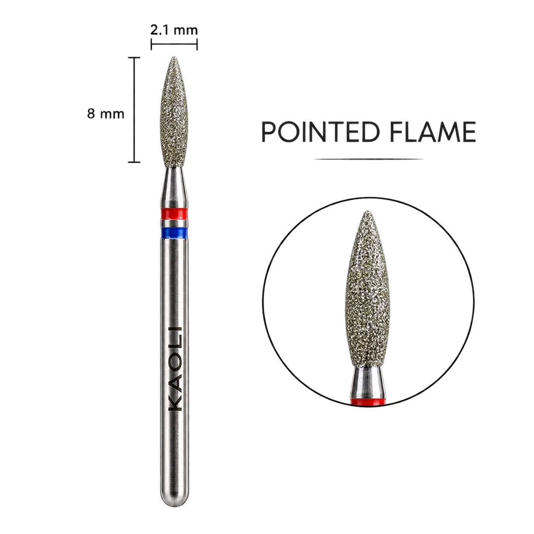 Kaoli - Manicure Diamond Bit Pulsar Flame 2.1 x 8, Red-Blue