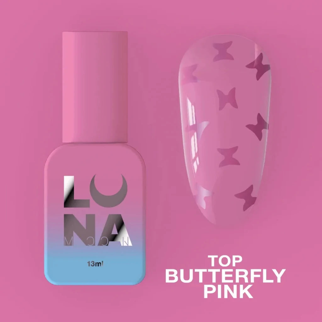 LUNAmoon Top Coat Butterfly Pink, 13ml - Level Up Beauty Supply