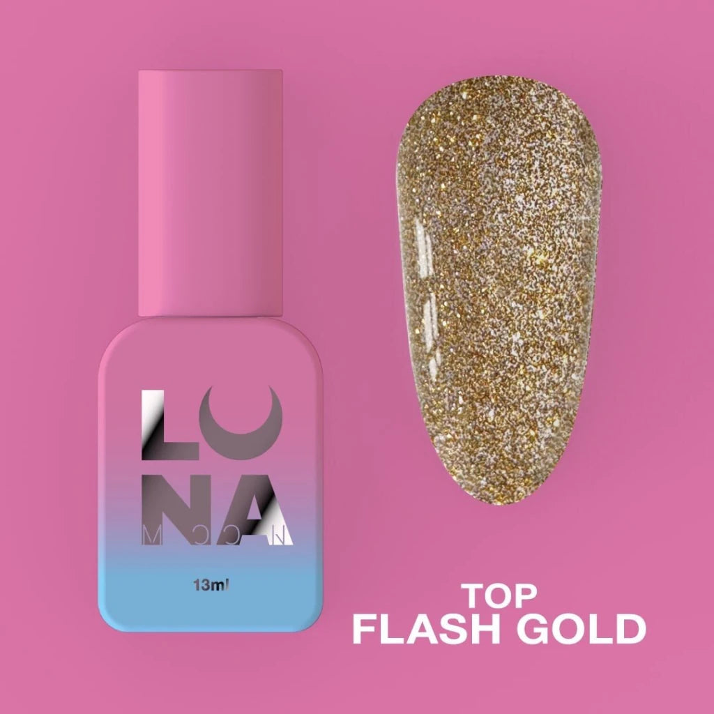 LUNAmoon Top Coat Flash Gold, 13ml - Level Up Beauty Supply