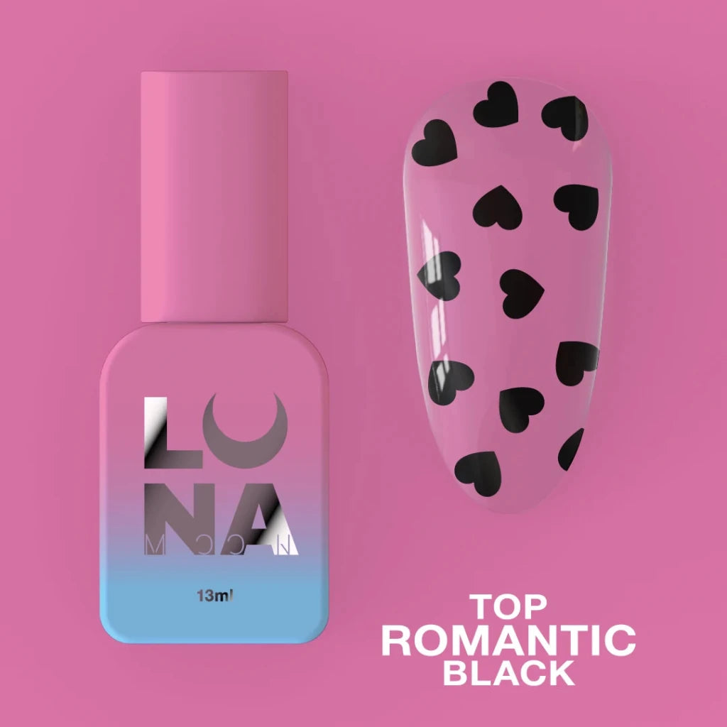 LUNAmoon Top Coat Romantic Black, 13ml - Level Up Beauty Supply