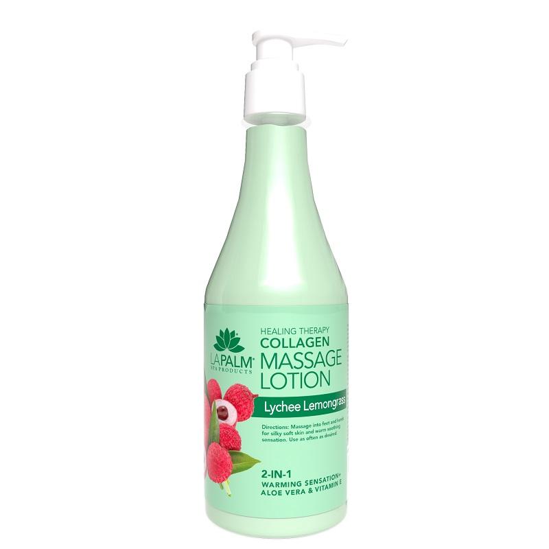 La Palm Massage Lotion, 240ml, Lychee Lemongrass - Level Up Beauty Supply