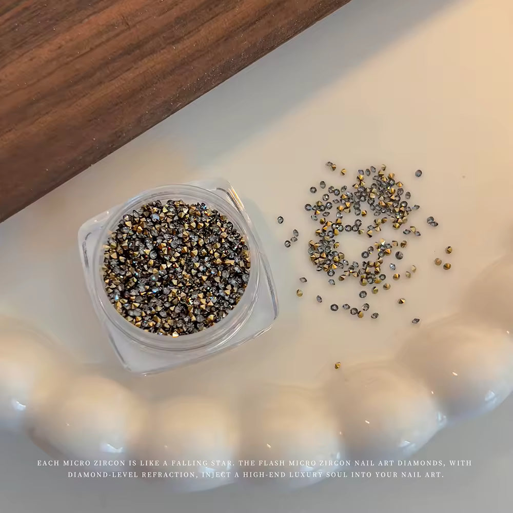 Micro Crystal Nail Rhinestones, Gold