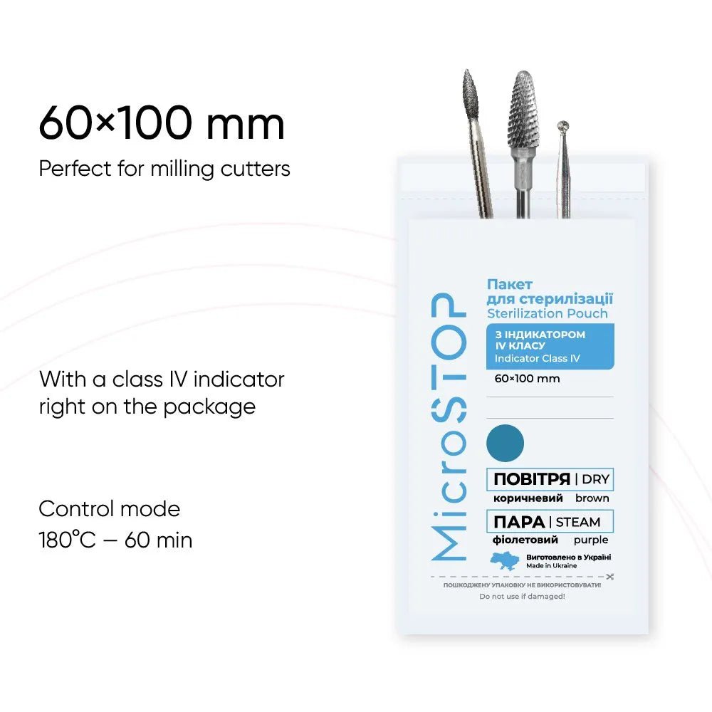 MicroSTOP Sterilization Kraft Bags 60x100 (White), 100pcs - Level Up Beauty Supply