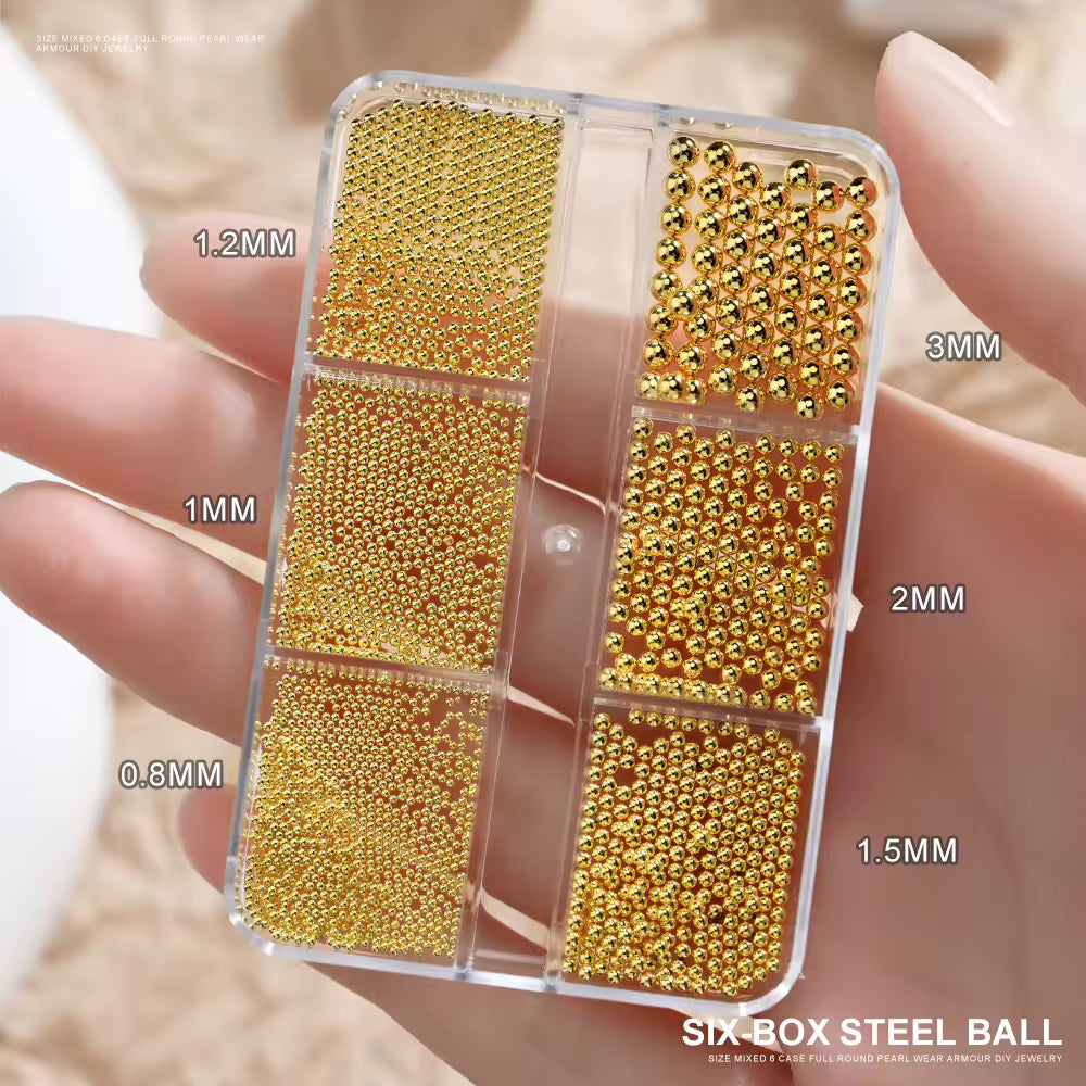 Mini Caviar Nail Beads, Gold