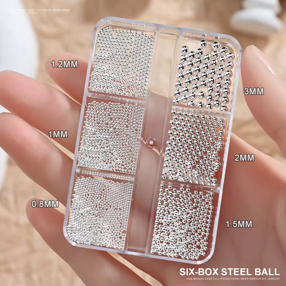 Mini Caviar Nail Beads, Silver