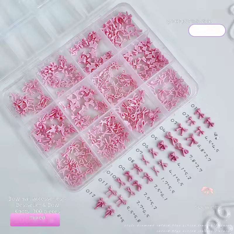 Nail Charms Set Pink Bows