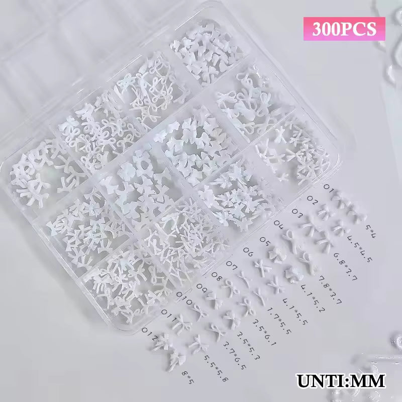 Nail Charms Set White Bows