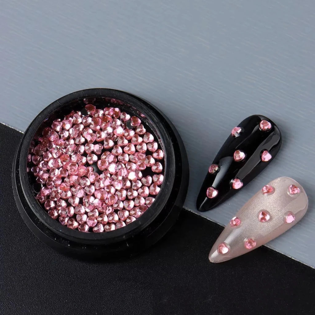 Pink Heart Nail Charms – 3D Metal Nail Art Decorations - Level Up Beauty Supply