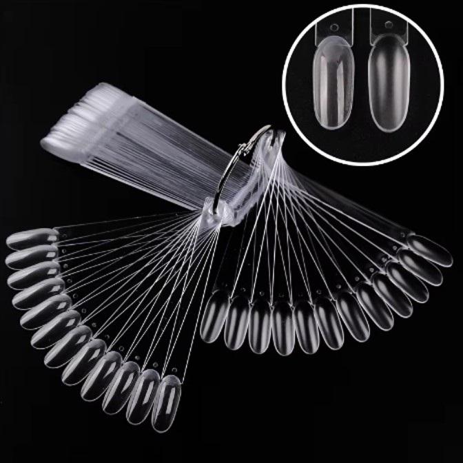 Plastic Transparent Matte Oval Tips, 50pcs