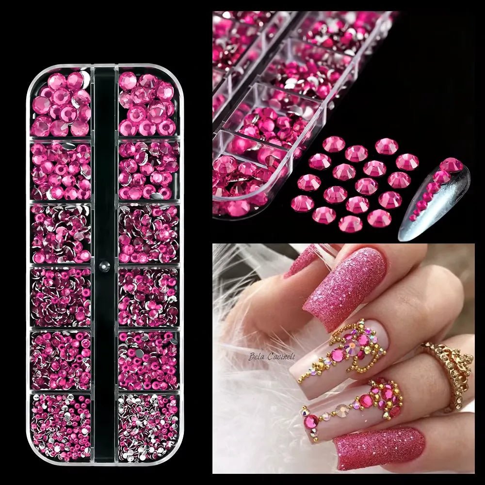Rhinestones for Nail Designs, Dark Pink - Level Up Beauty Supply