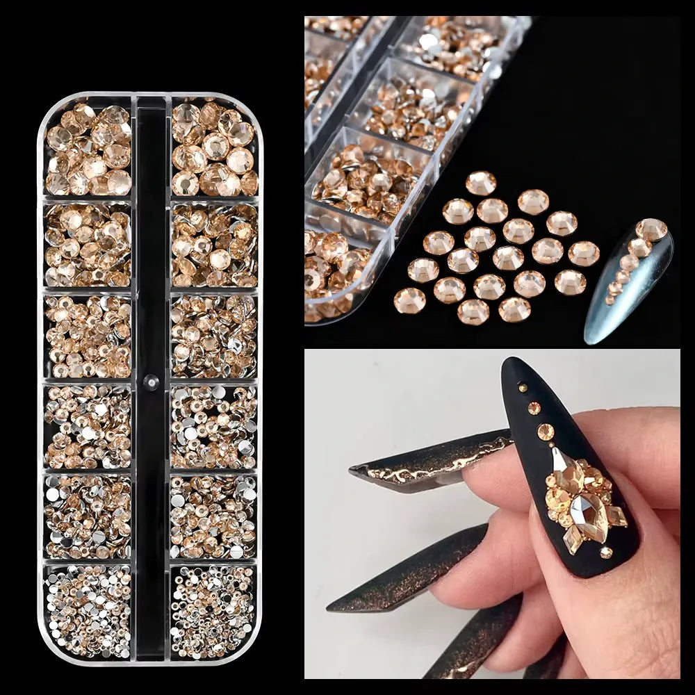 Rhinestones for Nail Designs, Gold