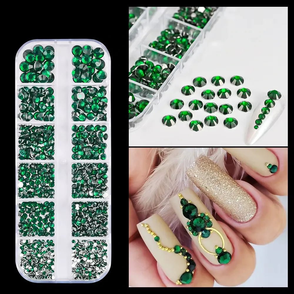 Rhinestones for Nail Designs, Green - Level Up Beauty Supply