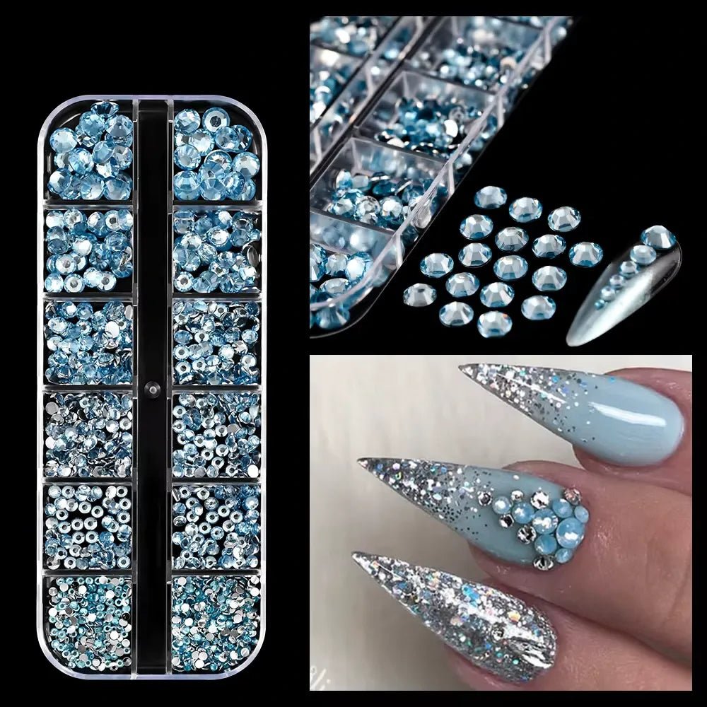Rhinestones for Nail Designs, Light Blue - Level Up Beauty Supply