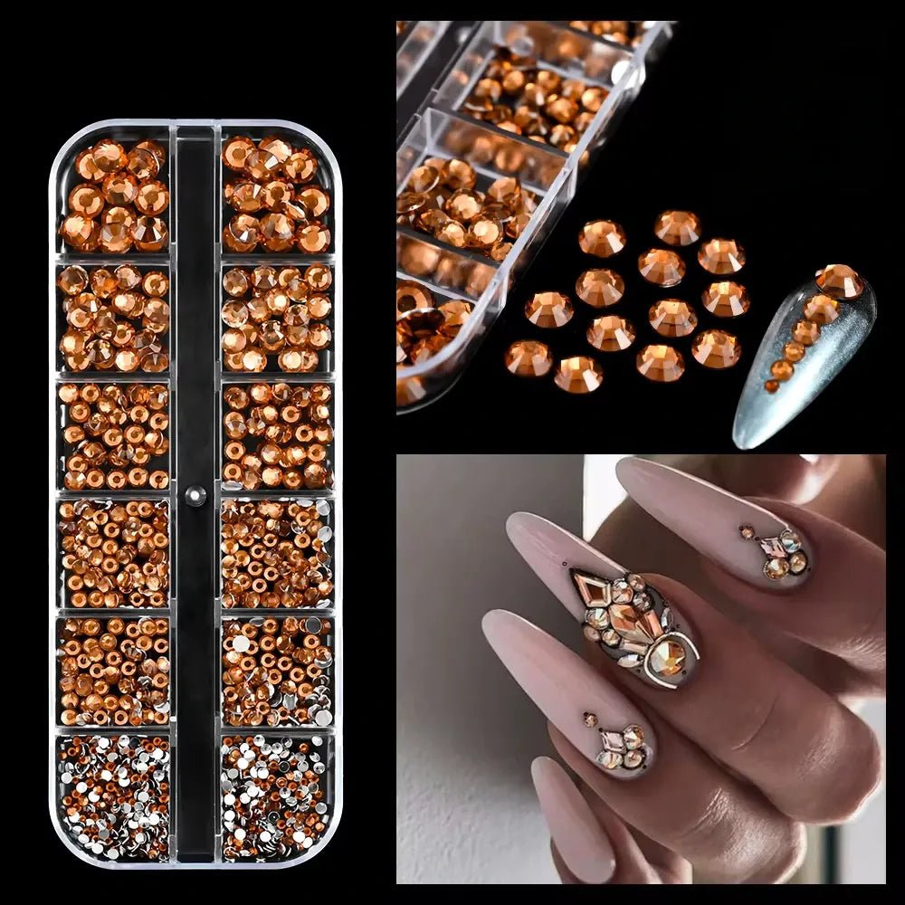 Rhinestones for Nail Designs, Orange - Level Up Beauty Supply