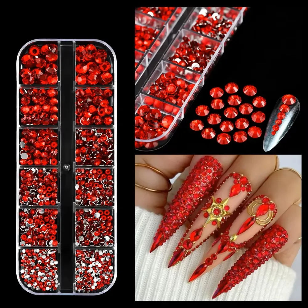 Rhinestones for Nail Designs, Red