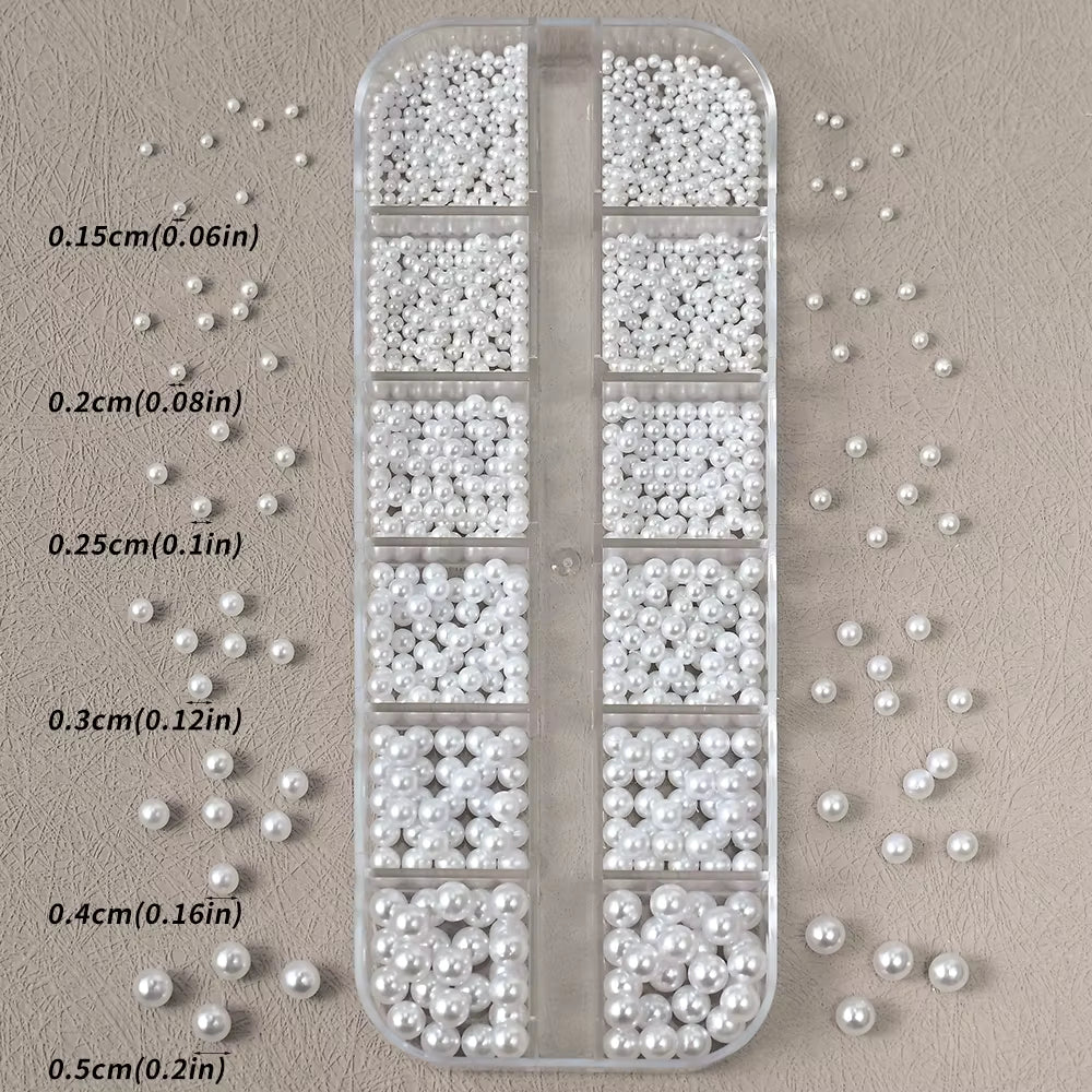 Round Pearl Nail Charms Set