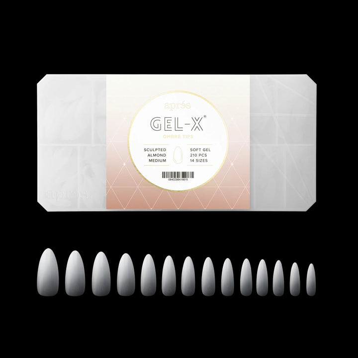 Aprés - Ombré Gel-X® Sculpted Almond Medium Tip Box of Tips - (14 sizes, 210pcs)