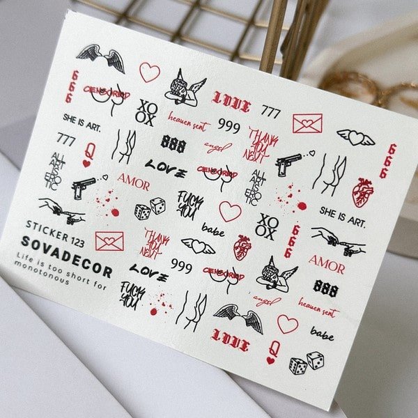 SOVA Nail sticker (Water Decals) C123 - Level Up Beauty Supply