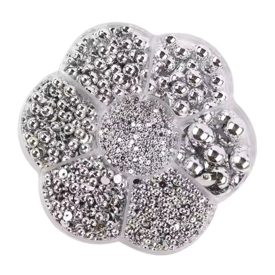 Silver Half-Pearls for Nail Art