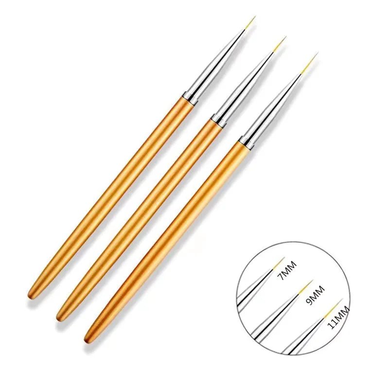 Set of 3 Liner Brushes 7, 9, 11mm - Level Up Beauty Supply