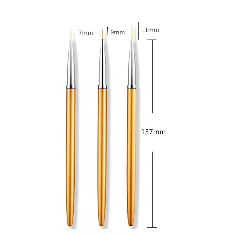 Set of 3 Liner Brushes 7, 9, 11mm - Level Up Beauty Supply