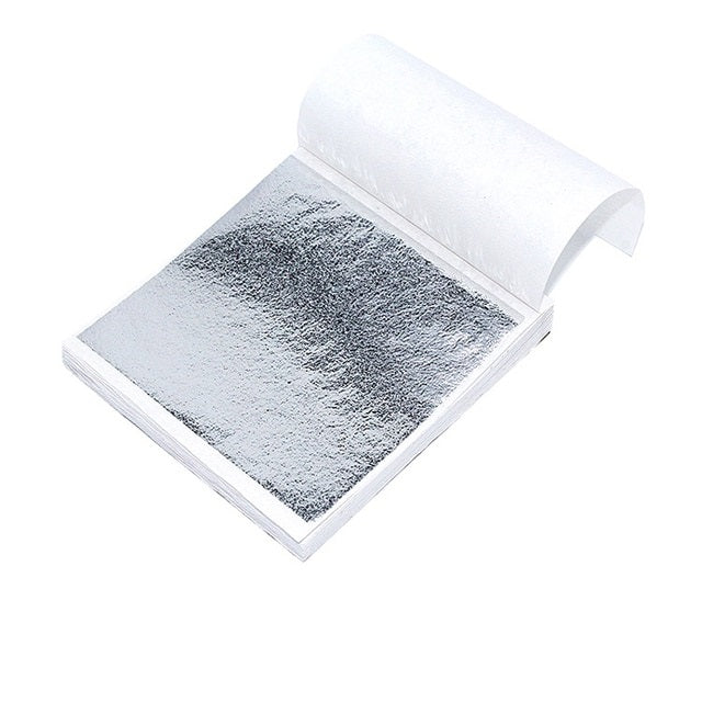 Shiny Foil Sheets for Nail Decor, 100pcs, Silver - Level Up Beauty Supply