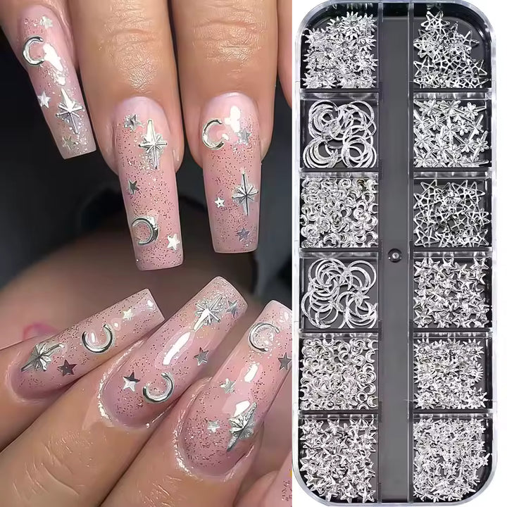 Silver Celestial Nail Charms Set (PH228)