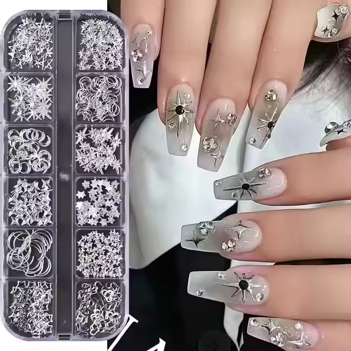 Silver Celestial Nail Charms Set (PH244)
