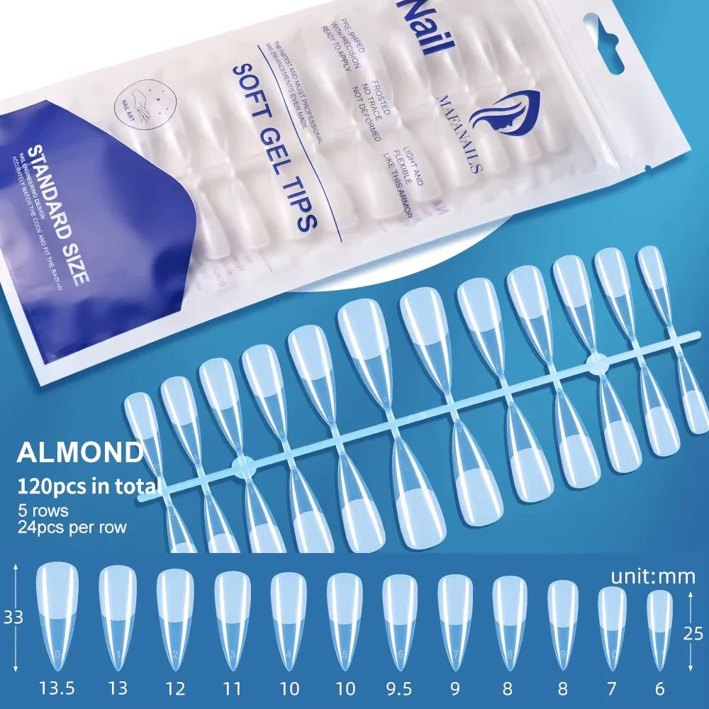 Soft Gel Tips Almond, 120 pcs - Level Up Beauty Supply