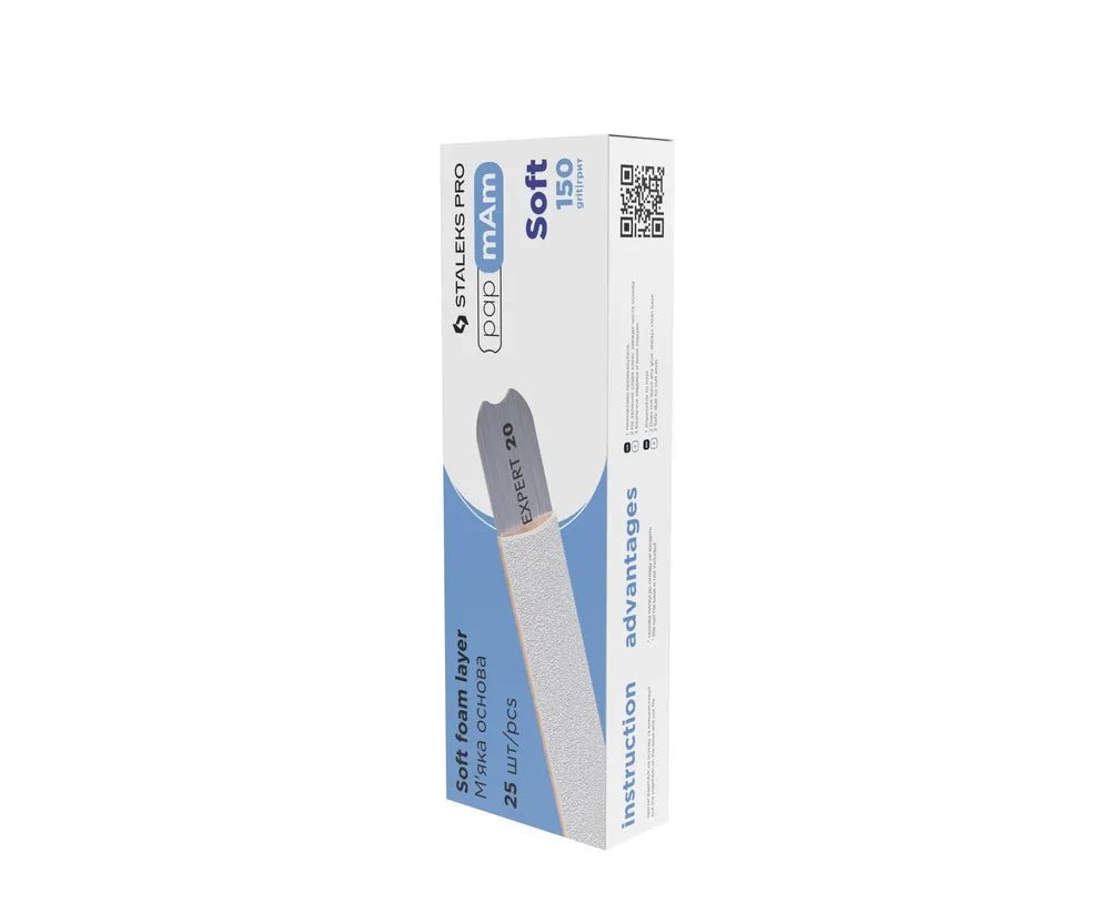 Staleks Disposable white files papmAm on soft foam layer EXPERT 20 (25 pcs) - Level Up Beauty Supply