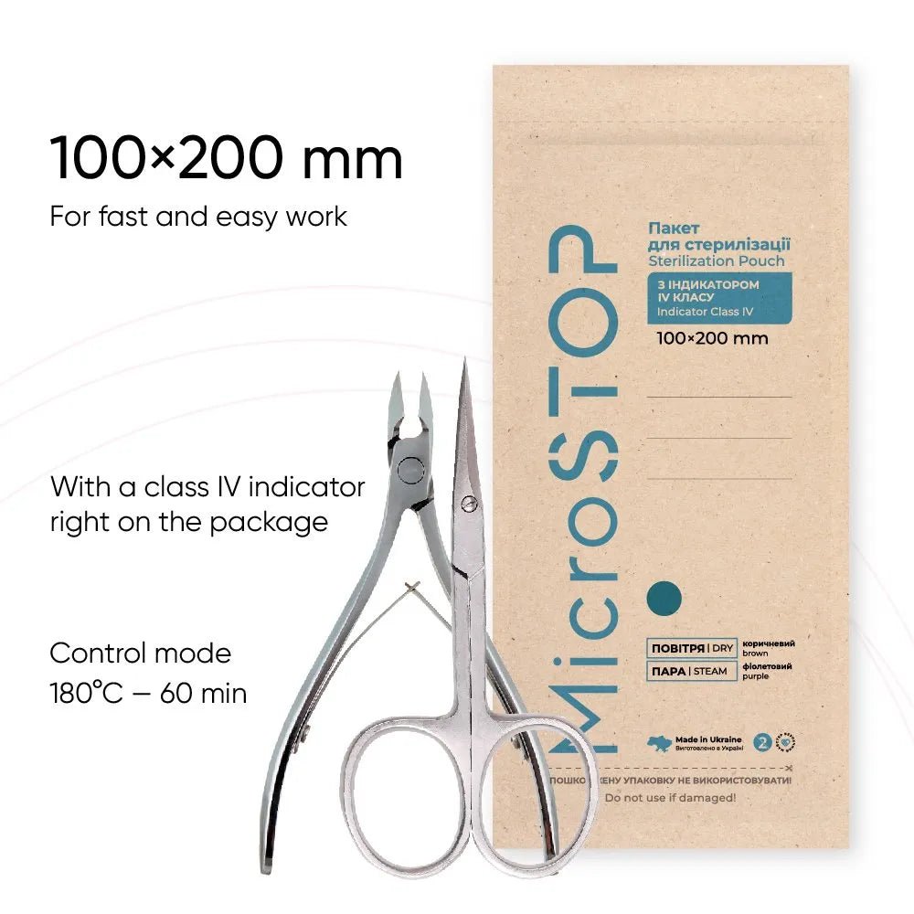 MicroSTOP Sterilization Kraft Bags 100x200, 100pcs - Level Up Beauty Supply