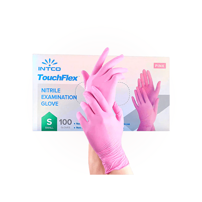 TouchFlex Pink Nitrile Examination Gloves, 100pcs - Level Up Beauty Supply