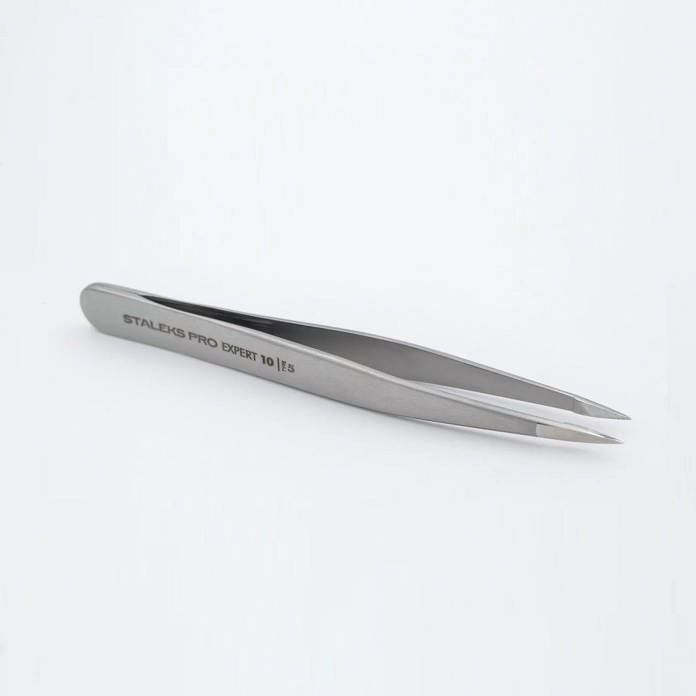Tweezers with Straight Pointed Tip STALEKS EXPERT 10, Type 5 - Level Up Beauty Supply