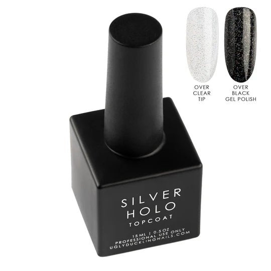 Ugly Duckling No Wipe HOLO Top Coat Silver, 15ml - Level Up Beauty Supply