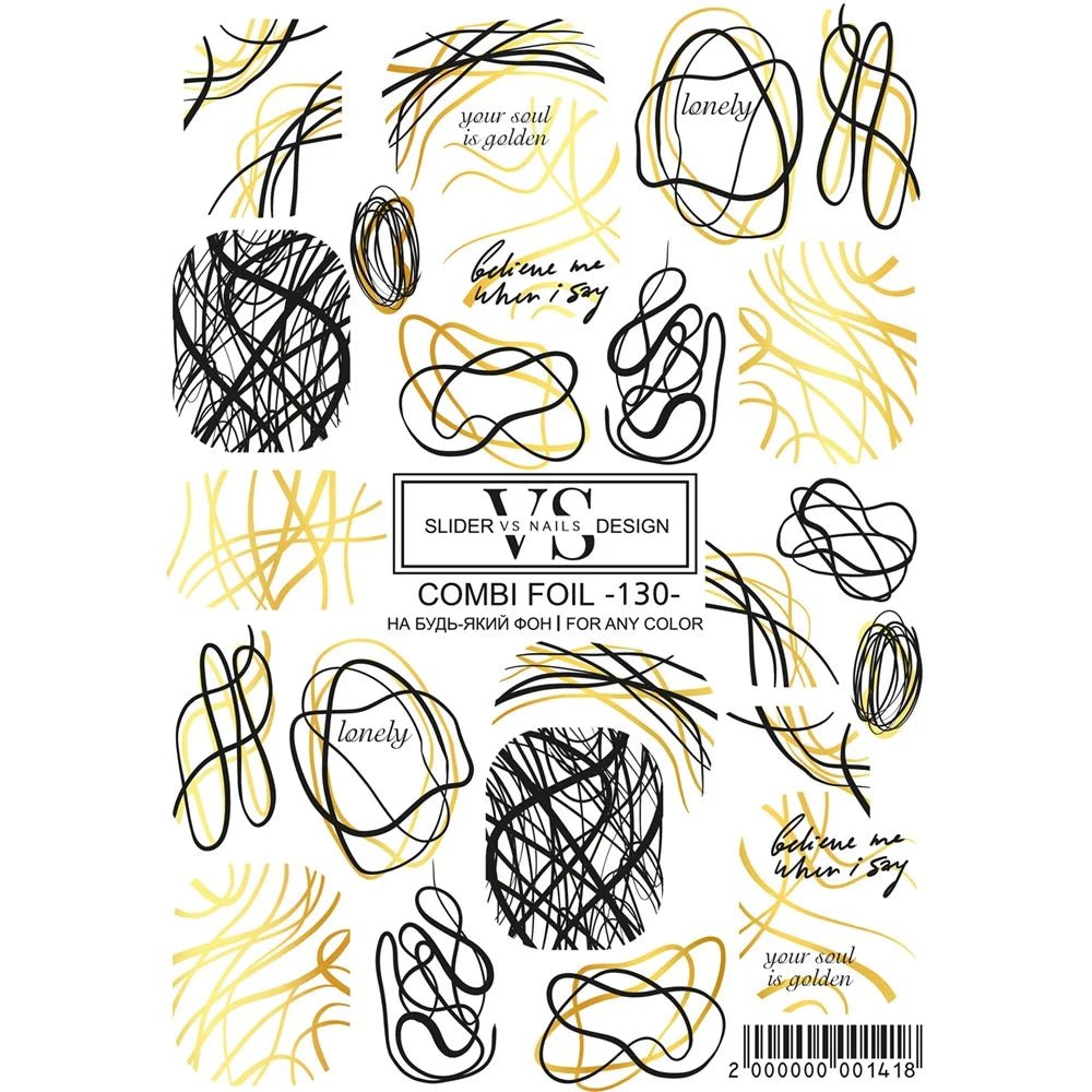 VS - Nails Slider Combi Foil - 130 (Gold Foil) - Level Up Beauty Supply