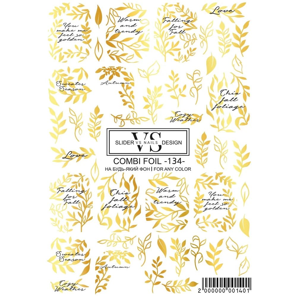 VS - Nails Slider Combi Foil - 134 (Gold Foil) - Level Up Beauty Supply