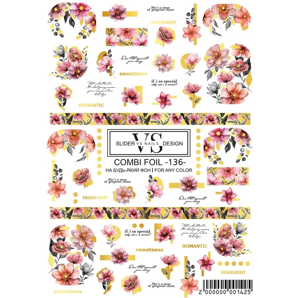 VS - Nails Slider Combi Foil - 136 (Gold Foil) - Level Up Beauty Supply