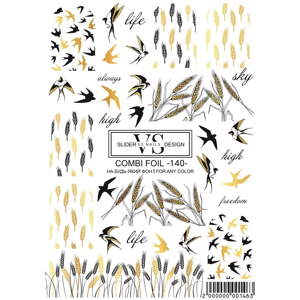 VS - Nails Slider Combi Foil - 140 (Gold Foil) - Level Up Beauty Supply