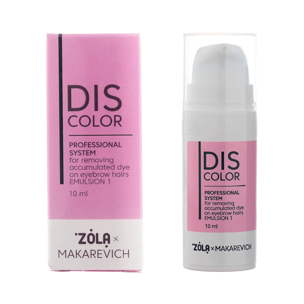 ZOLA DISCOLOR Professional system for removing accumulated dye from eyebrow hairs Emulsion 1, 10ml - Level Up Beauty Supply