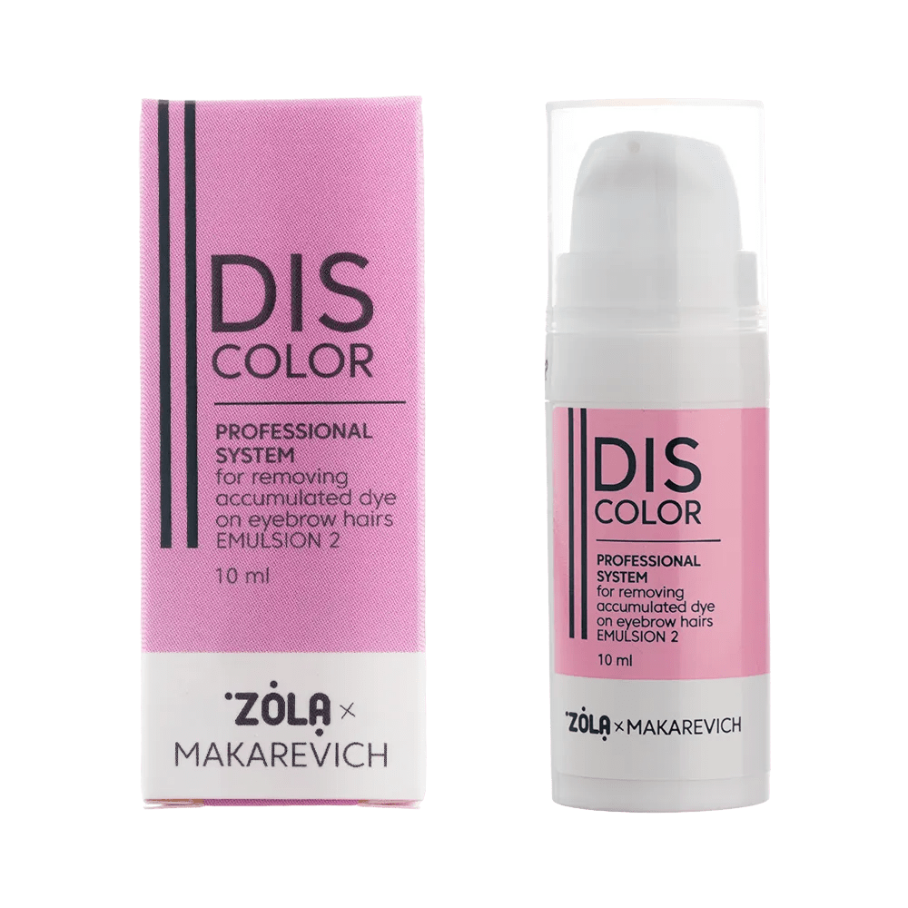 ZOLA DISCOLOR Professional system for removing accumulated dye from eyebrow hairs Emulsion 2, 10 ml - Level Up Beauty Supply