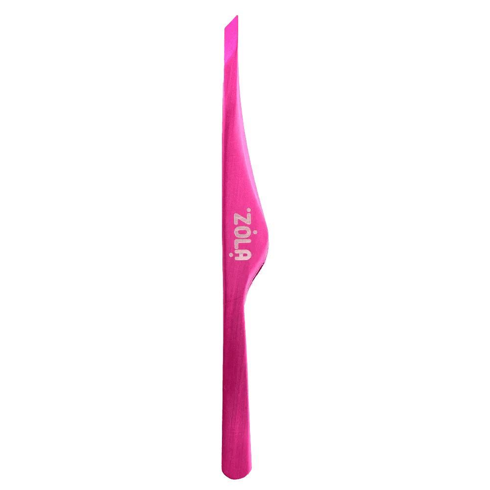 ZOLA Professional Slant Tweezers for eyebrows PINK - Level Up Beauty Supply