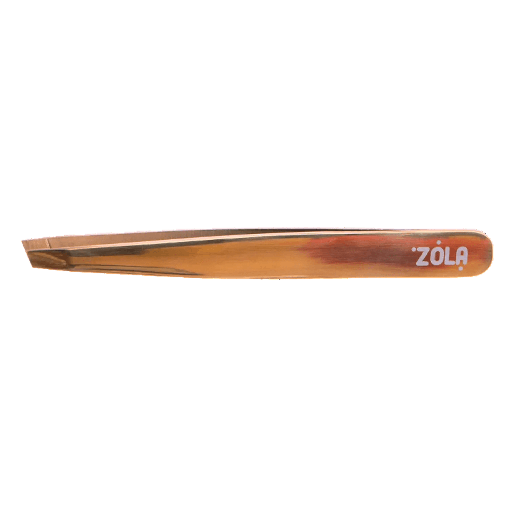 ZOLA Professional Slanted Eyebrow Tweezers GOLD - Level Up Beauty Supply