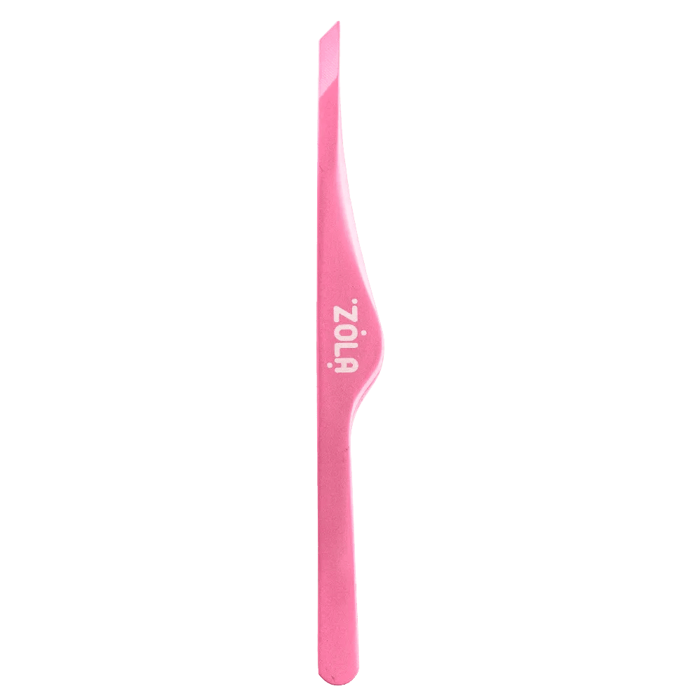ZOLA Professional Slant tweezers for eyebrows LIGHT PINK - Level Up Beauty Supply