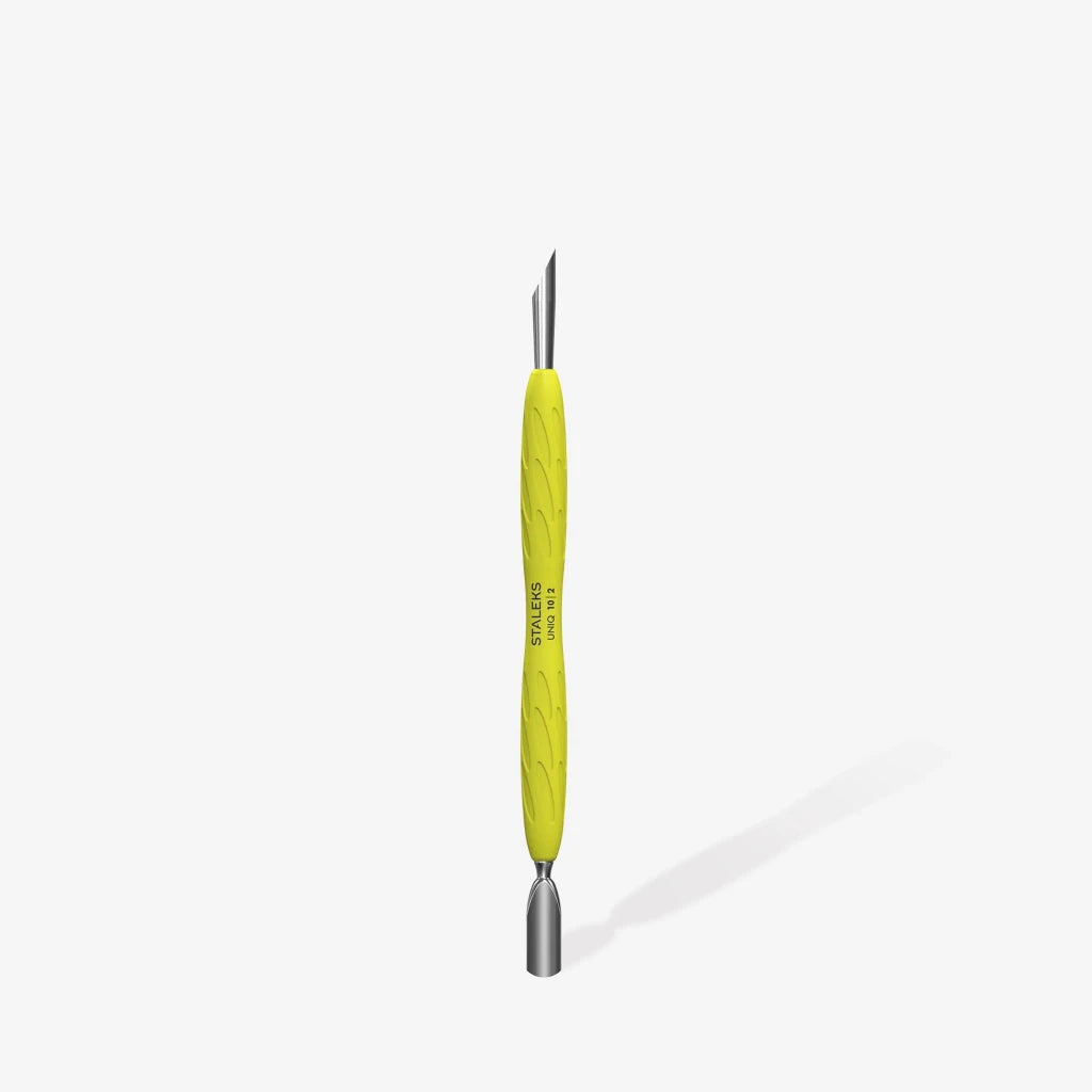 Staleks Pro UNIQ 10 Type 2 Pusher Gummy with yellow silicone handle (PQ-10/2) - Level Up Beauty Supply