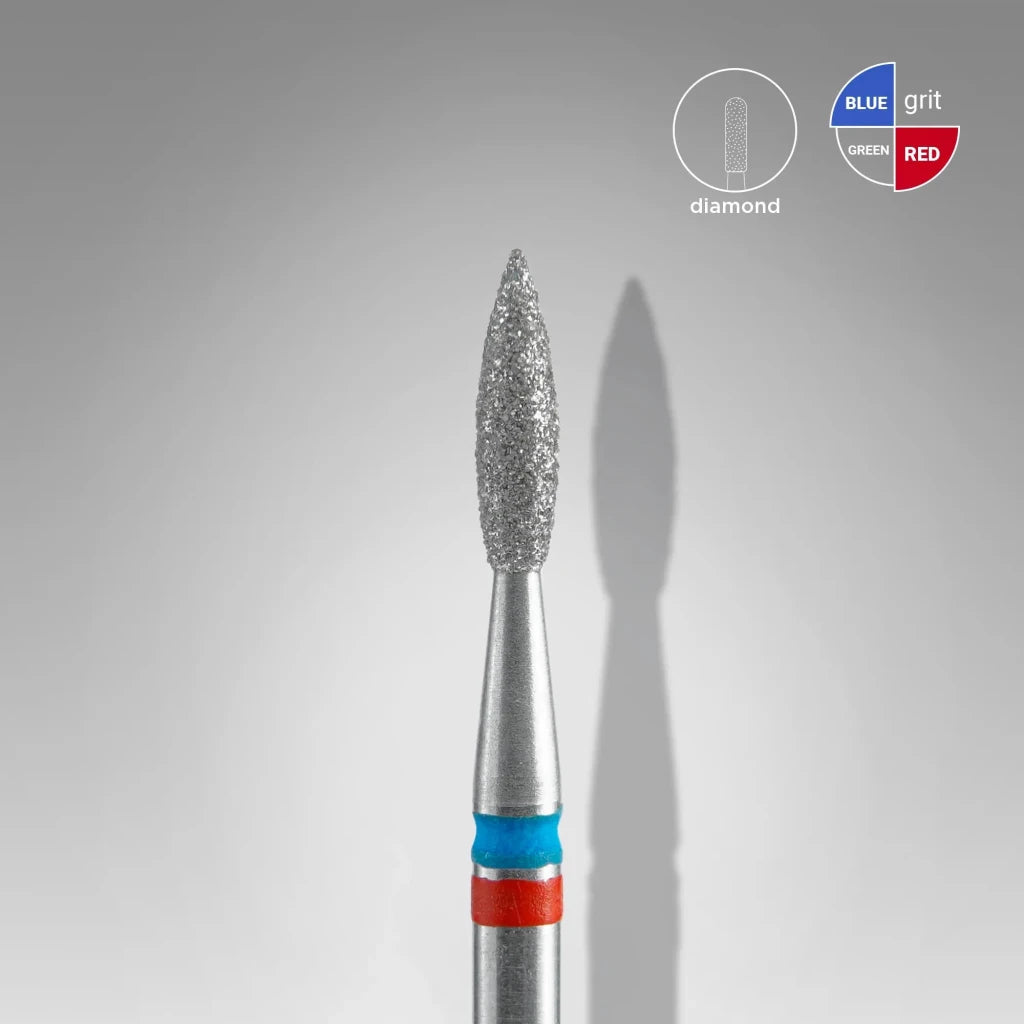 Staleks - Diamond nail drill bit DUO pointed flame 2.1 red-blue (FA11RB021/8)