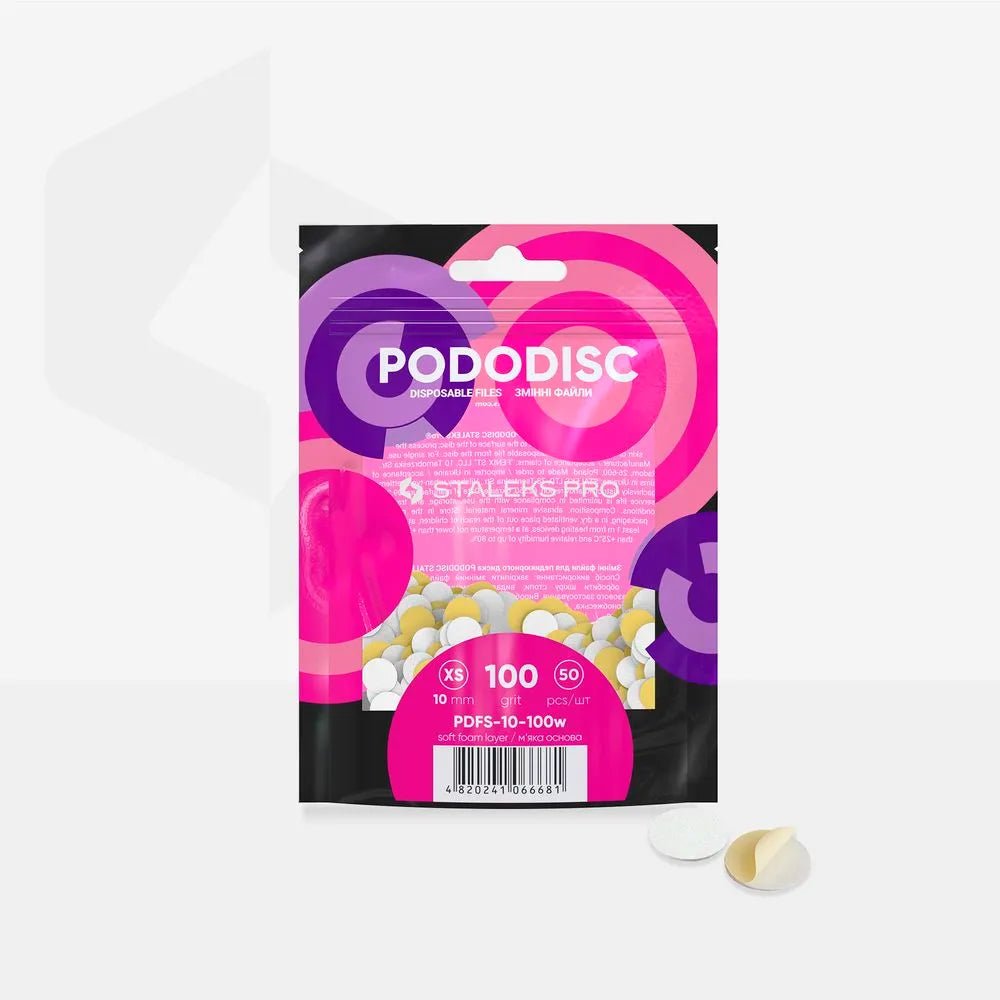 Staleks Foam based Disposable white files for pedicure disc PODODISC XS EXPERT (50 pcs) - Level Up Beauty Supply