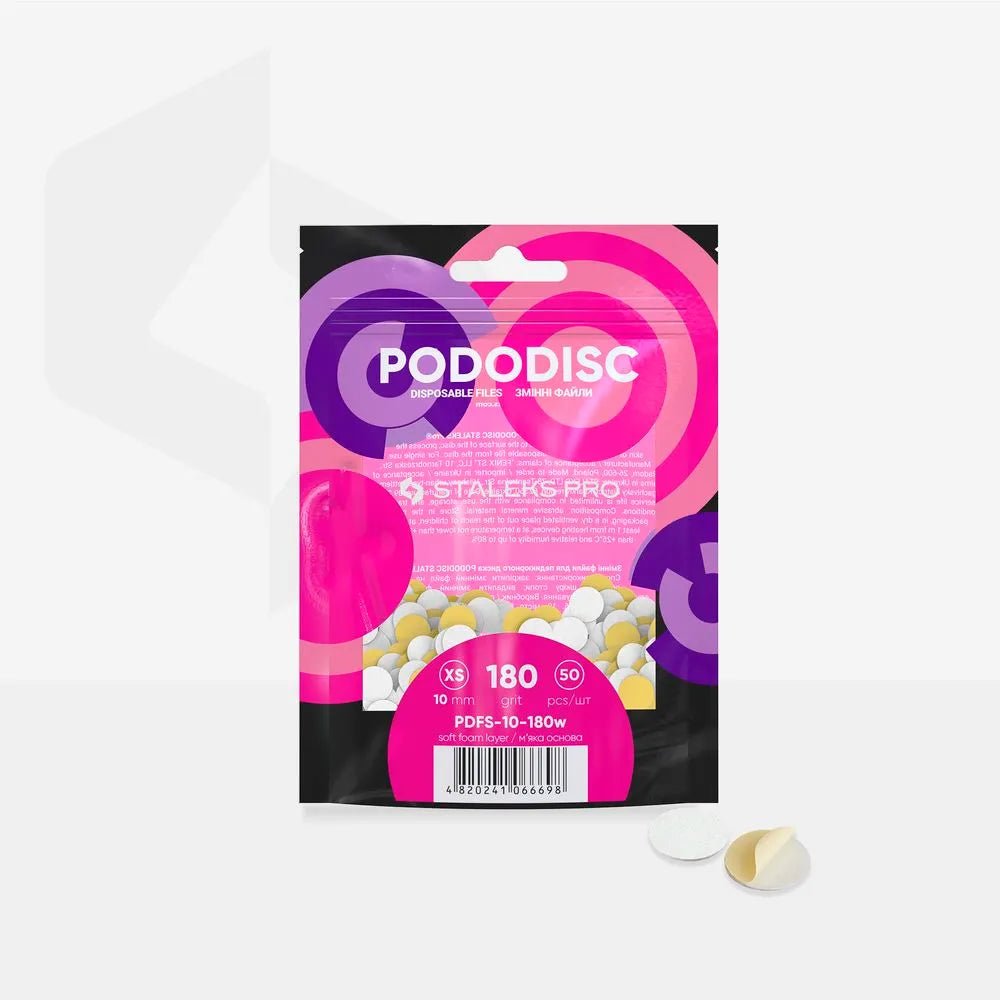 Staleks Foam based Disposable white files for pedicure disc PODODISC XS EXPERT (50 pcs) - Level Up Beauty Supply