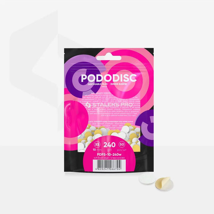 Staleks Foam based Disposable white files for pedicure disc PODODISC XS EXPERT (50 pcs)