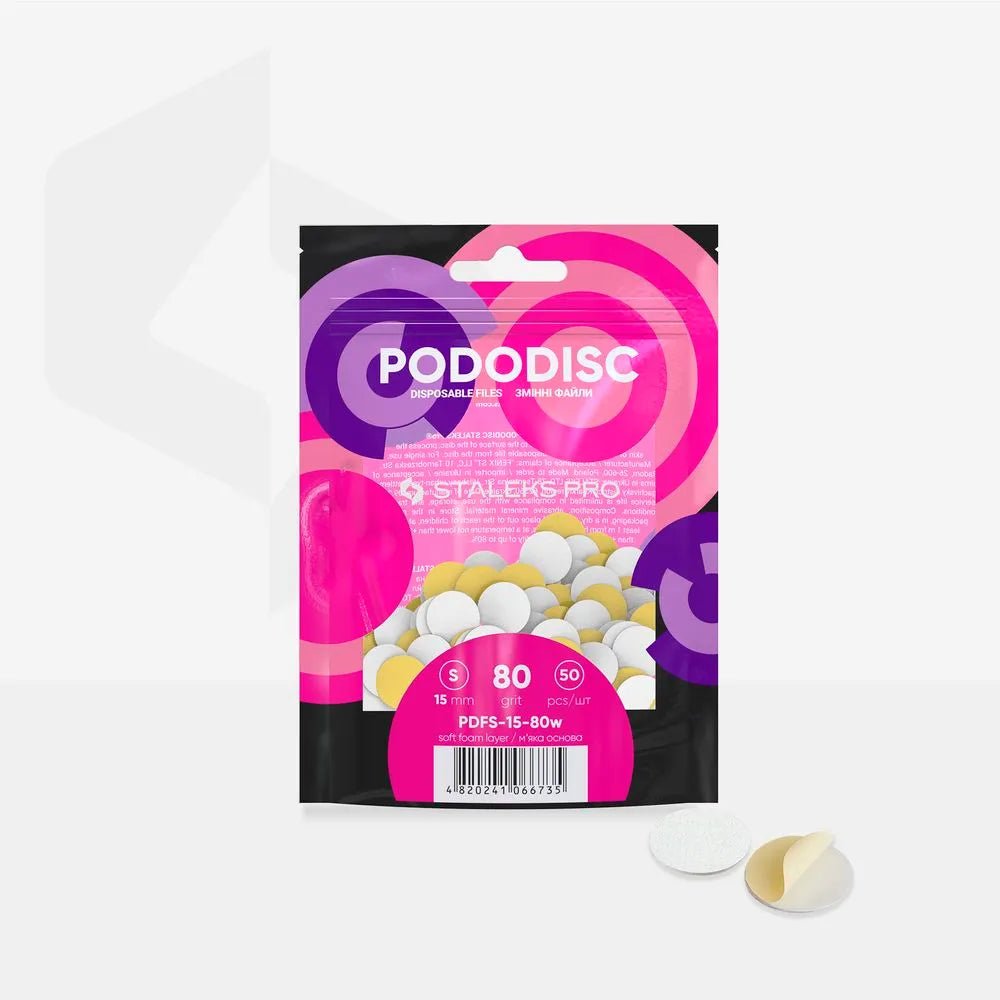 Staleks Foam based Disposable white files for pedicure disc PODODISC S EXPERT (50 pcs) - Level Up Beauty Supply